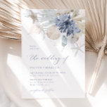 Boho Élégant Sur La Faire-part de mariage Bleue Pl<br><div class="desc">Boho Rustique Élégant Sur La Plage Bleu Dusty Simple Faire-part de mariage. Coquillages de bord de mer arrangés à la bohème invitation minimaliste avec boho élégant et simple bleu poussiéreux coquillages et coraux en aquarelle imprimée à la main. La couleur bleu arrière - plan est somptueuse pour les mariages boho...</div>