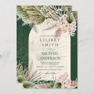 BOHO Emerald Green Pampas Grass Mariage