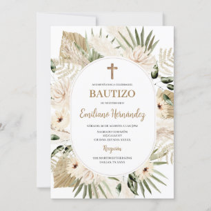 Boho espagnol Baptême Floral Invitation
