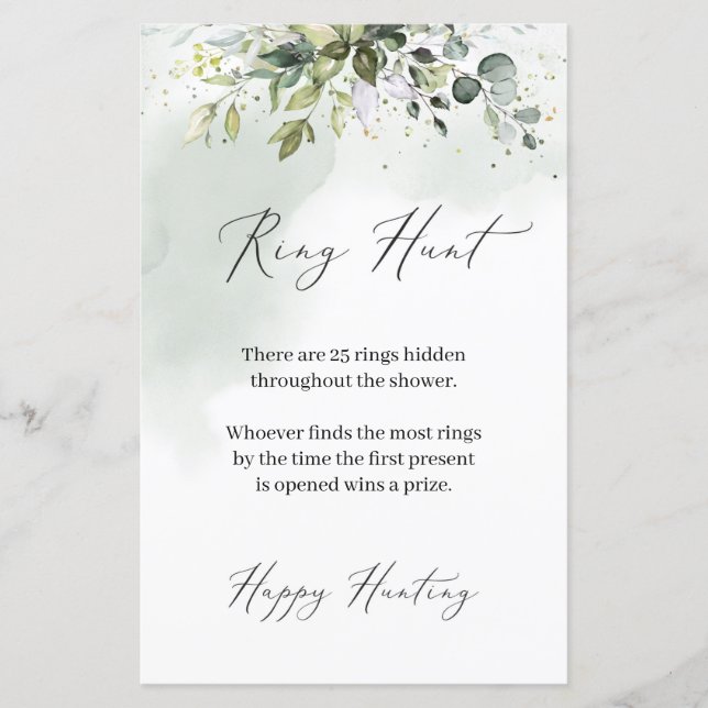 Boho Eucalyptus feuillage verdoyant Ring Hunt game (Devant)