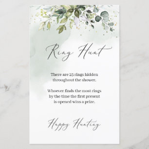 Boho Eucalyptus feuillage verdoyant Ring Hunt game