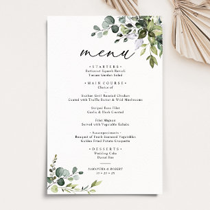 Boho Eucalyptus Green Menu Mariage simple
