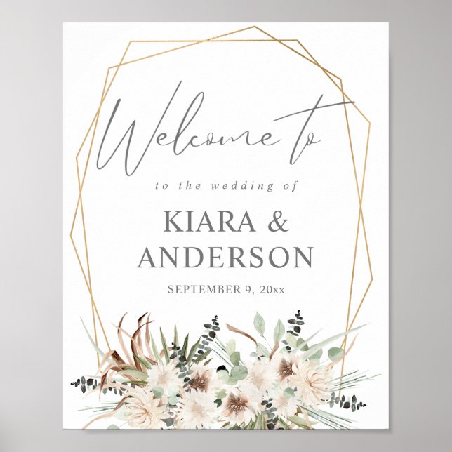 Boho Eucalyput, Palm & Affiche de bienvenue Floral (Devant)