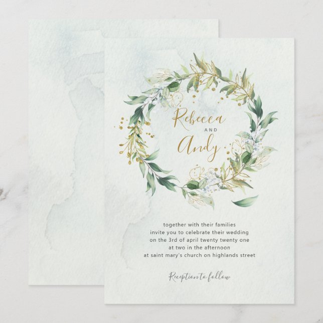 Boho faire-part de mariage, mariage de verdure boi (Devant / Derrière)