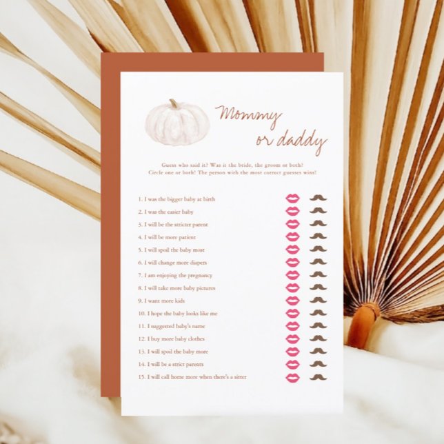Boho Fall Citrouille Carte De Jeu Maman Ou Papa (Créateur téléchargé)
