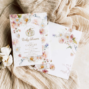 Boho Fall Citrouille Girl Baby shower Invitation