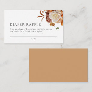 Boho Fall Floral Baby shower Diaper Carte Raffle