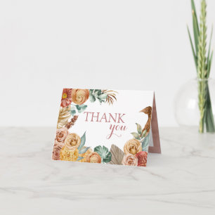 Boho Fall Floral Carte de remerciements