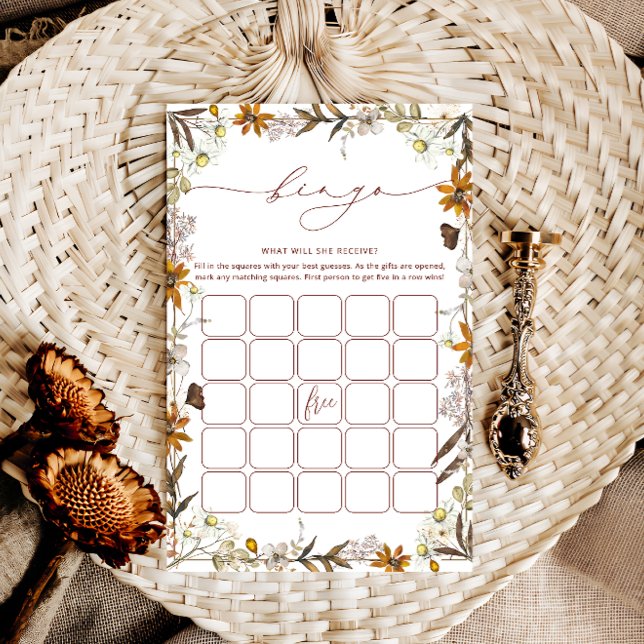 Boho Fall Floral Frame Bridal Bingo Showgame (Créateur téléchargé)