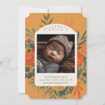 Boho Fall Floral Photo Faire-part de naissance