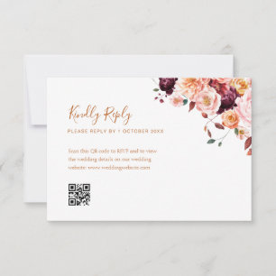 boho fall floral qr code rsvp carte