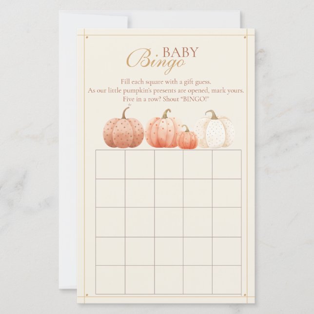 Boho Fall Polka Dot Citrouilles Baby shower Bingo (Devant)