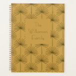 Boho Fan Palm Leaf Botanique Line Art Nom de famil<br><div class="desc">Ligne Botanique Feuille de Fan Boho personnalisé Dessin Mustard Jaune Planner</div>