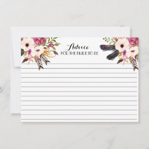 Boho Feather Beautiful Floral Conseils Cartes