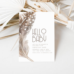 Boho Feather thème Baby shower Invitation