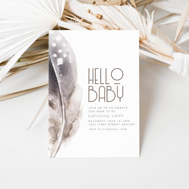 Boho Feather thème Baby shower Invitation (Créateur téléchargé)