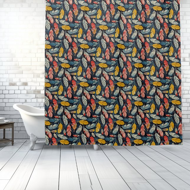 Boho Feathered Whimsy Douche rideau (Boho Feathered Whimsy Shower Curtain)