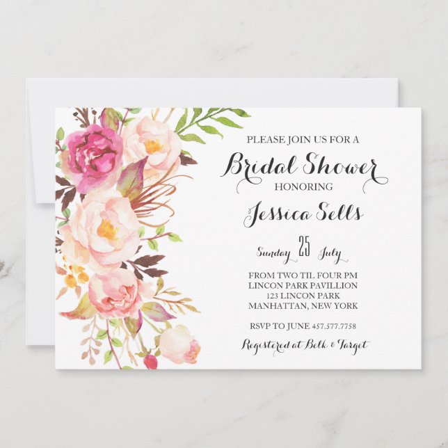 Boho Feathers Invitation à la douche nuptiale (Devant)