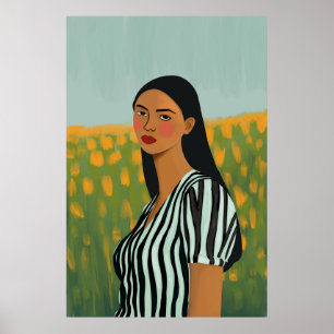 Boho femme fleurs poster art