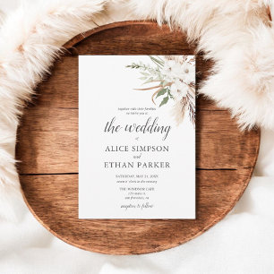 Boho Feuille Pampa Grass Faire-part de mariage