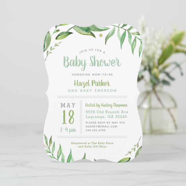 Boho Feuilles Baby shower Invitation (Debout devant)