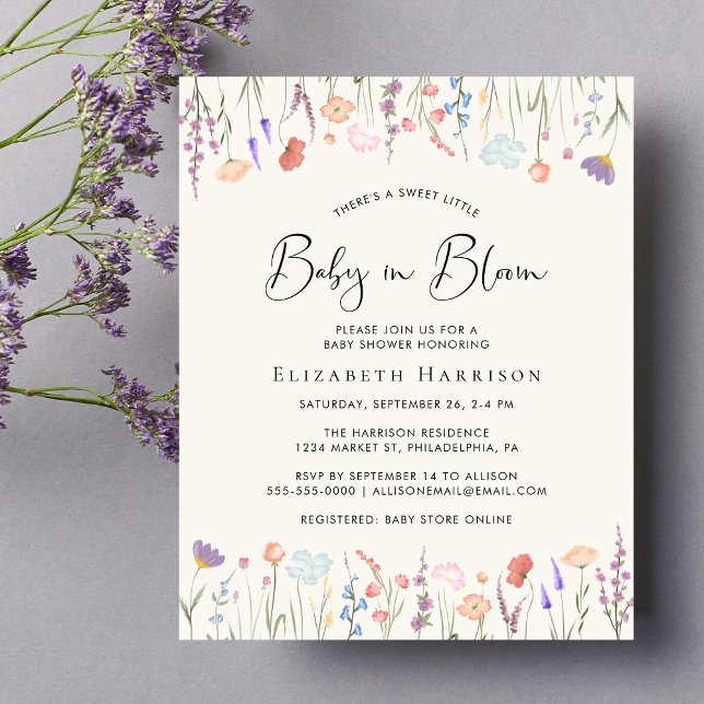 Boho Fleur sauvage Baby in Bloom Shower Invitation (Créateur téléchargé)
