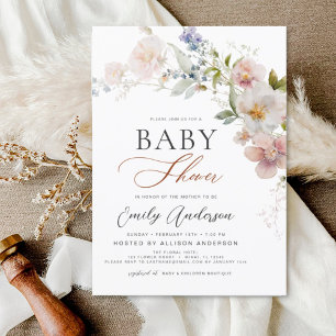Boho Fleur sauvage Baby shower Garden Invitation