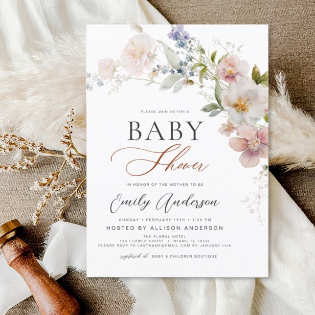 Boho Fleur sauvage Baby shower Garden Invitation (Créateur téléchargé)