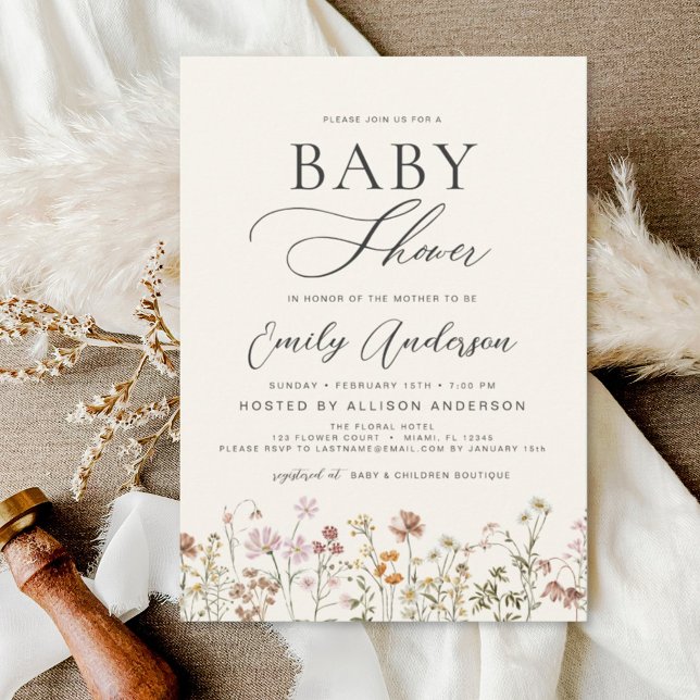 Boho Fleur sauvage Baby shower Garden Invitation (Créateur téléchargé)