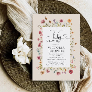 Boho Fleur sauvage Baby shower Invitation