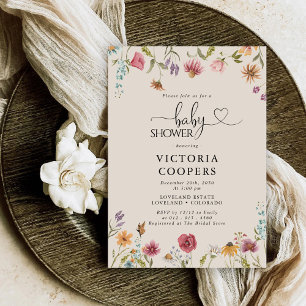 Boho Fleur sauvage Baby shower Invitation