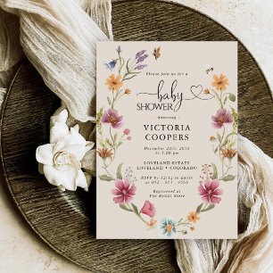 Boho Fleur sauvage Baby shower Invitation