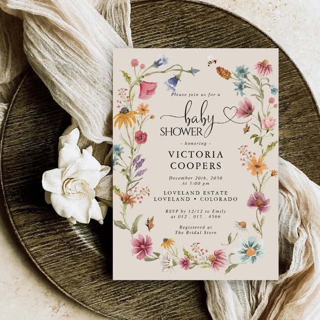 Boho Fleur sauvage Baby shower Invitation (Créateur téléchargé)