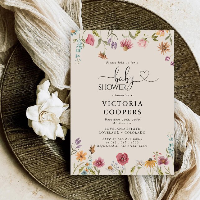 Boho Fleur sauvage Baby shower Invitation (Créateur téléchargé)