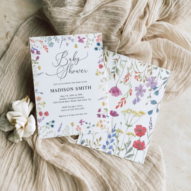 Boho Fleur sauvage Baby shower Invitation (Créateur téléchargé)