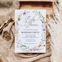 Boho Fleur sauvage Baby shower Invitation
