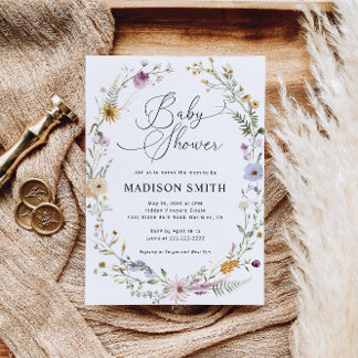 Boho Fleur sauvage Baby shower Invitation