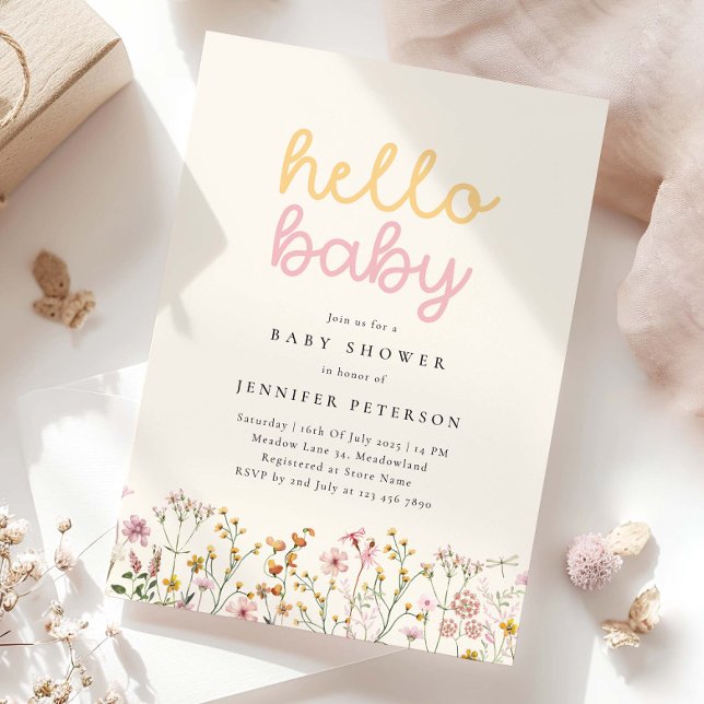Boho Fleur sauvage Baby shower Invitation (Créateur téléchargé)