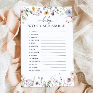 Boho Fleur sauvage Baby shower Jeu Mot Début