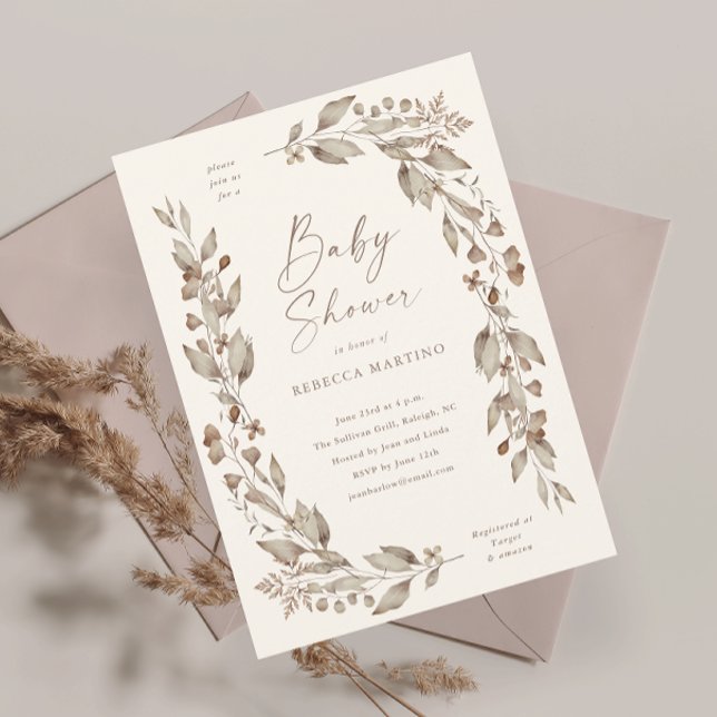 Boho Fleur sauvage élégant Baby shower floral aima (Boho wildflower elegant floral ivory gender neutral baby shower invitation.)