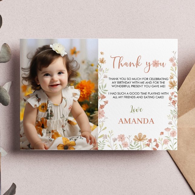 Boho Fleur sauvage fête d'anniversaire Carte de re (Créateur téléchargé)