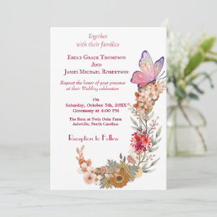 Boho Fleur sauvage Floral Faire-part de mariage