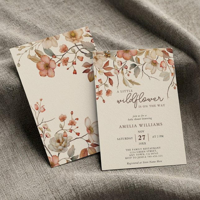 Boho Fleur sauvage Floral Ivory Invitation (Créateur téléchargé)
