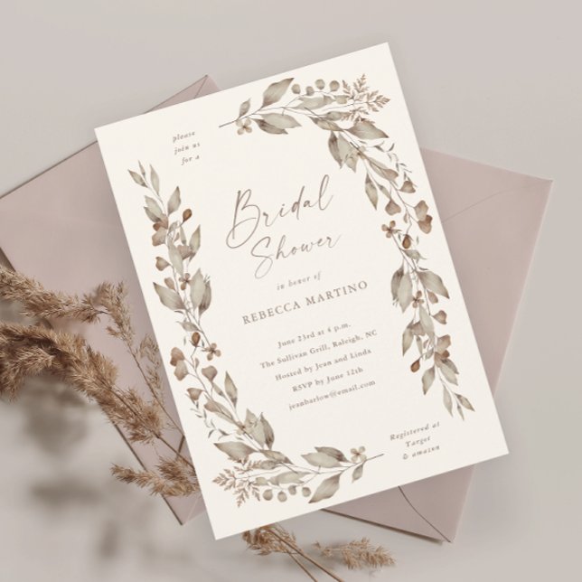 Boho Fleur sauvage Floral Mariage Fête des mariées (Boho wildflower floral elegant ivory wedding bridal shower invitation magnetic card.)