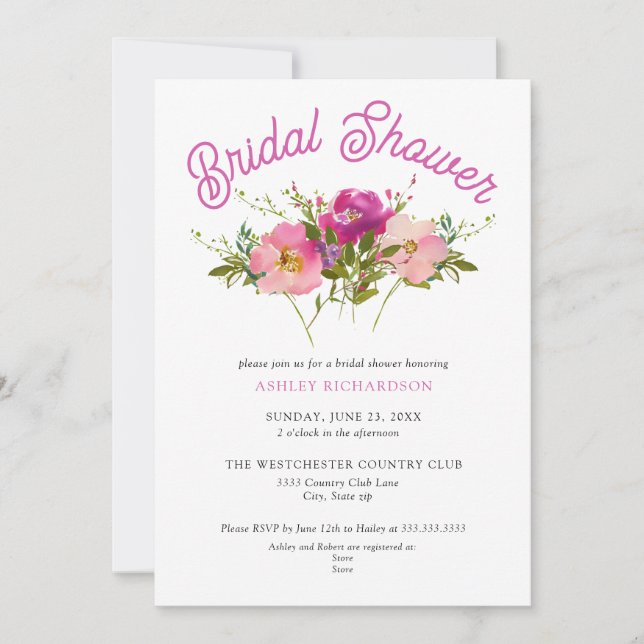 Boho Fleur sauvage Floral nuptiale Invitation (Devant)