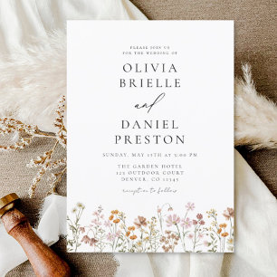 Boho Fleur sauvage Garden Invitations de mariage