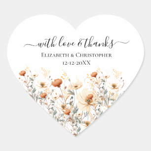 Boho Fleur sauvage Mariage Beige Favoriser Sticker