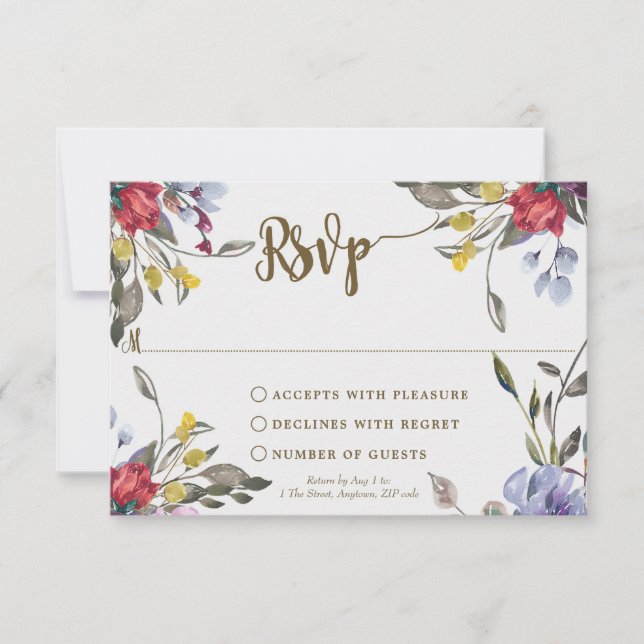 boho fleur sauvage mariage douche nuptiale carte r (Devant)