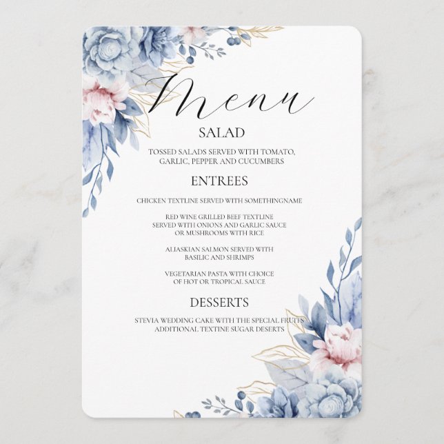Boho Fleur sauvage Mariage Menu Invitation (Devant)