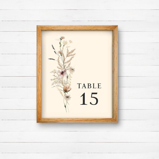 Boho Fleur sauvage Mariage Numéro de table Signer (Créateur téléchargé)